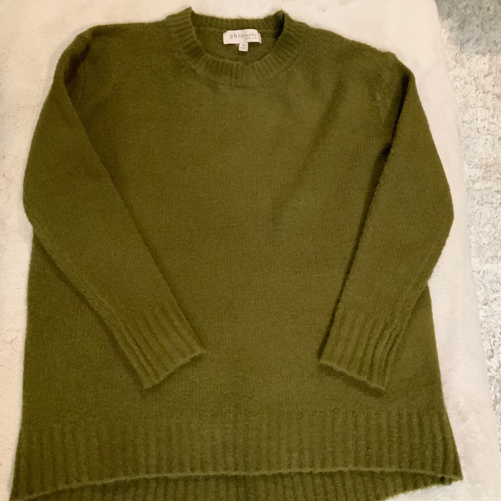 Philosophy Green XS Oversized Sweater Shaggy Cozy Scandi Girl Normcore Alpine